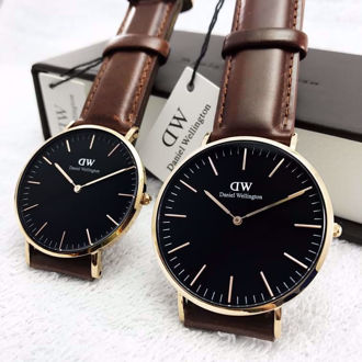 ĐỒNG HỒ CẶP ĐÔI DW DANIEL WELLINGTON DÂY DA NAM CAO CẤP (MÁY NHẬT)