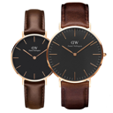 Hình ảnh củaĐỒNG HỒ CẶP ĐÔI DW DANIEL WELLINGTON DÂY DA NAM CAO CẤP (MÁY NHẬT)